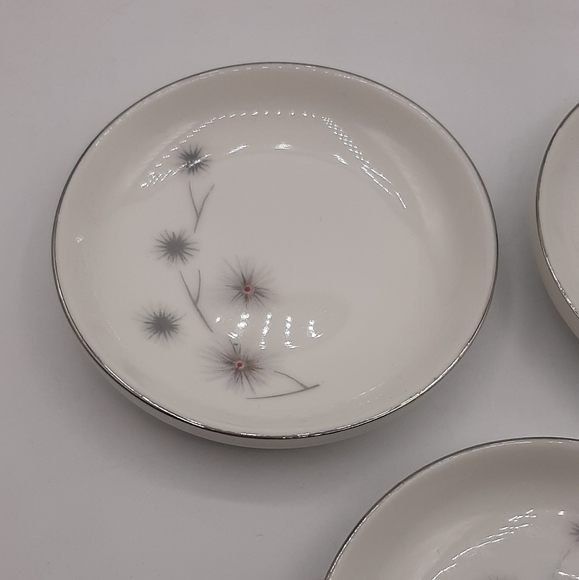 3 Creative Fine China Platinum Starburst 1014 Japan 3.50" Butter Pat Plates - Picture 2 of 5